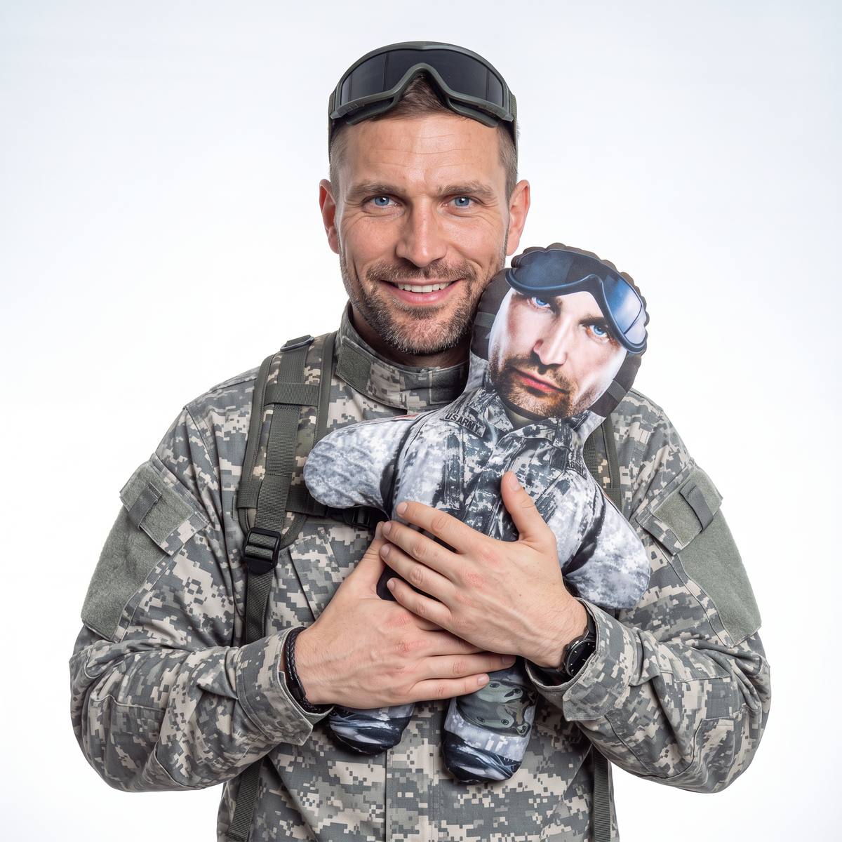 Air force - medium 46cm Mini Me held by its owner