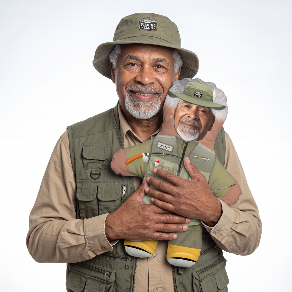 Fishing - Fisherman - Fisherwomen - medium 46cm Mini Me held by its owner
