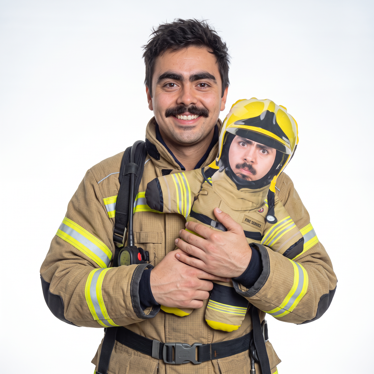 Fireman - medium 46cm Mini Me held by its owner