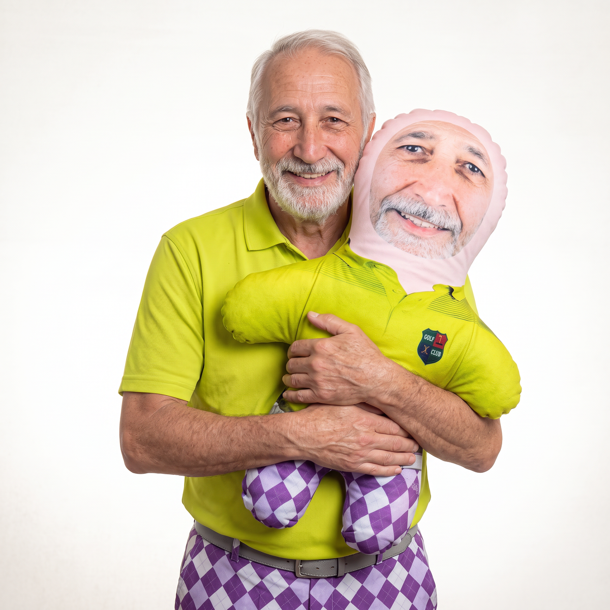 Golfer - large 80cm Mini Me held by its owner