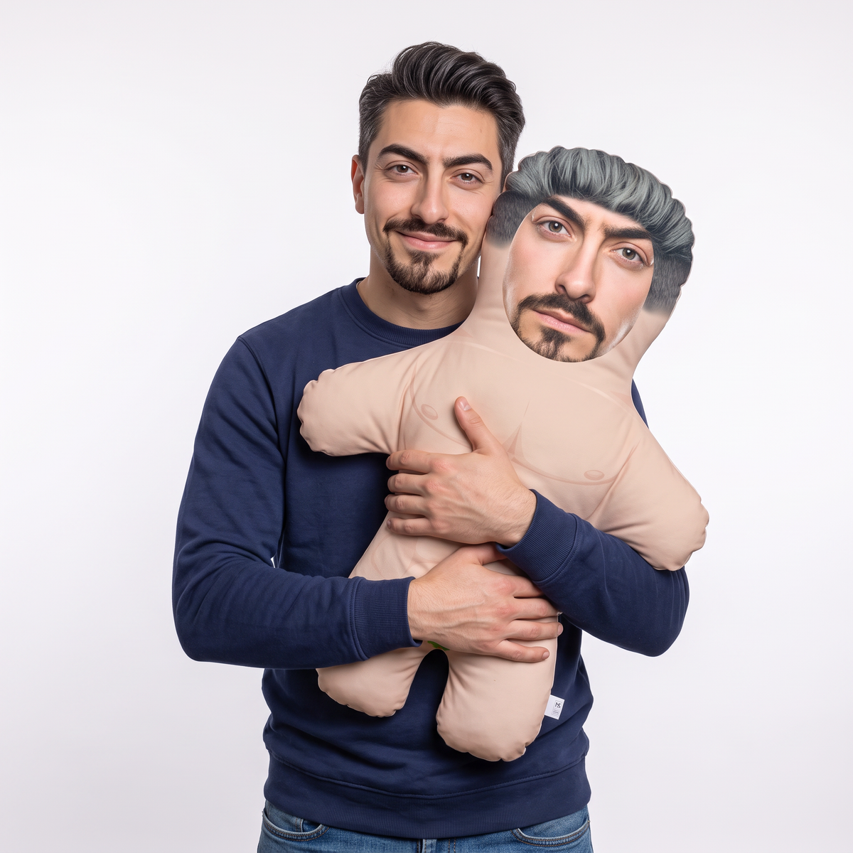 Naked Hunk Doll - large 80cm Mini Me held by its owner