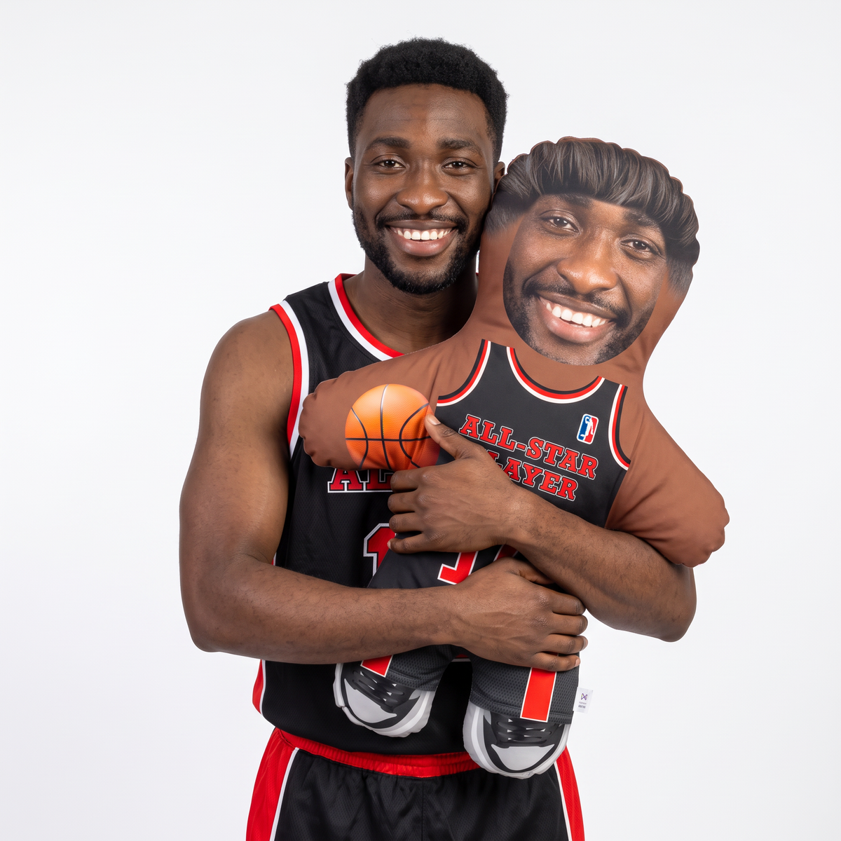 Basketball Player - Name and Number Shirt - large 80cm Mini Me held by its owner