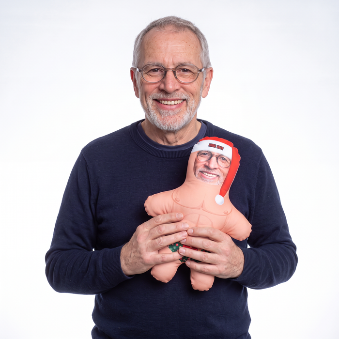 Christmas Undies - Two Variants - small 26cm Mini Me held by its owner