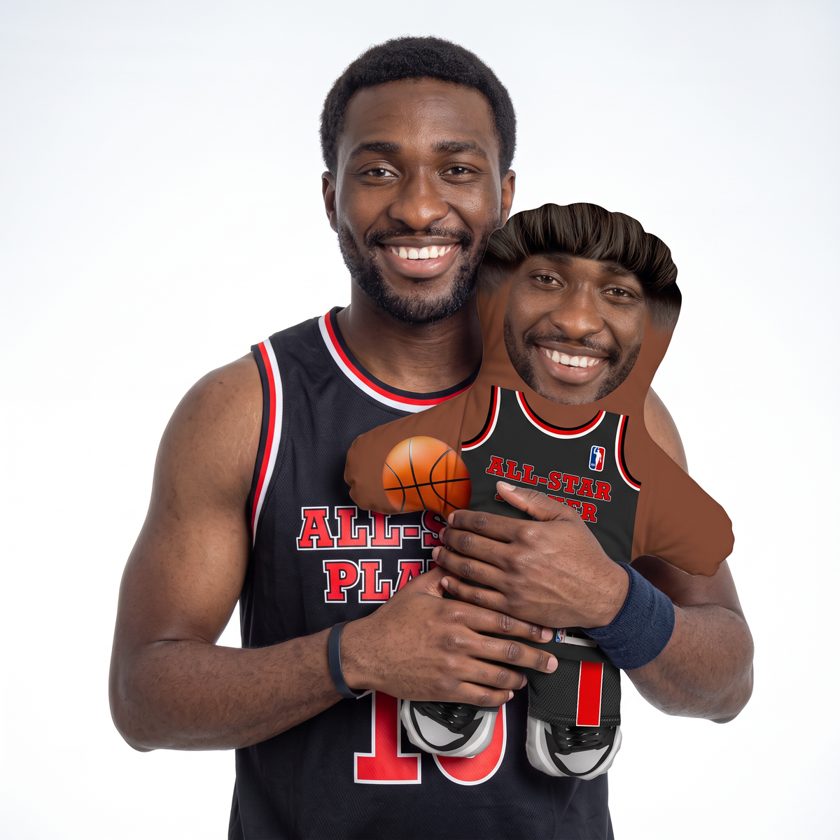 Basketball Player - Name and Number Shirt - medium 46cm Mini Me held by its owner