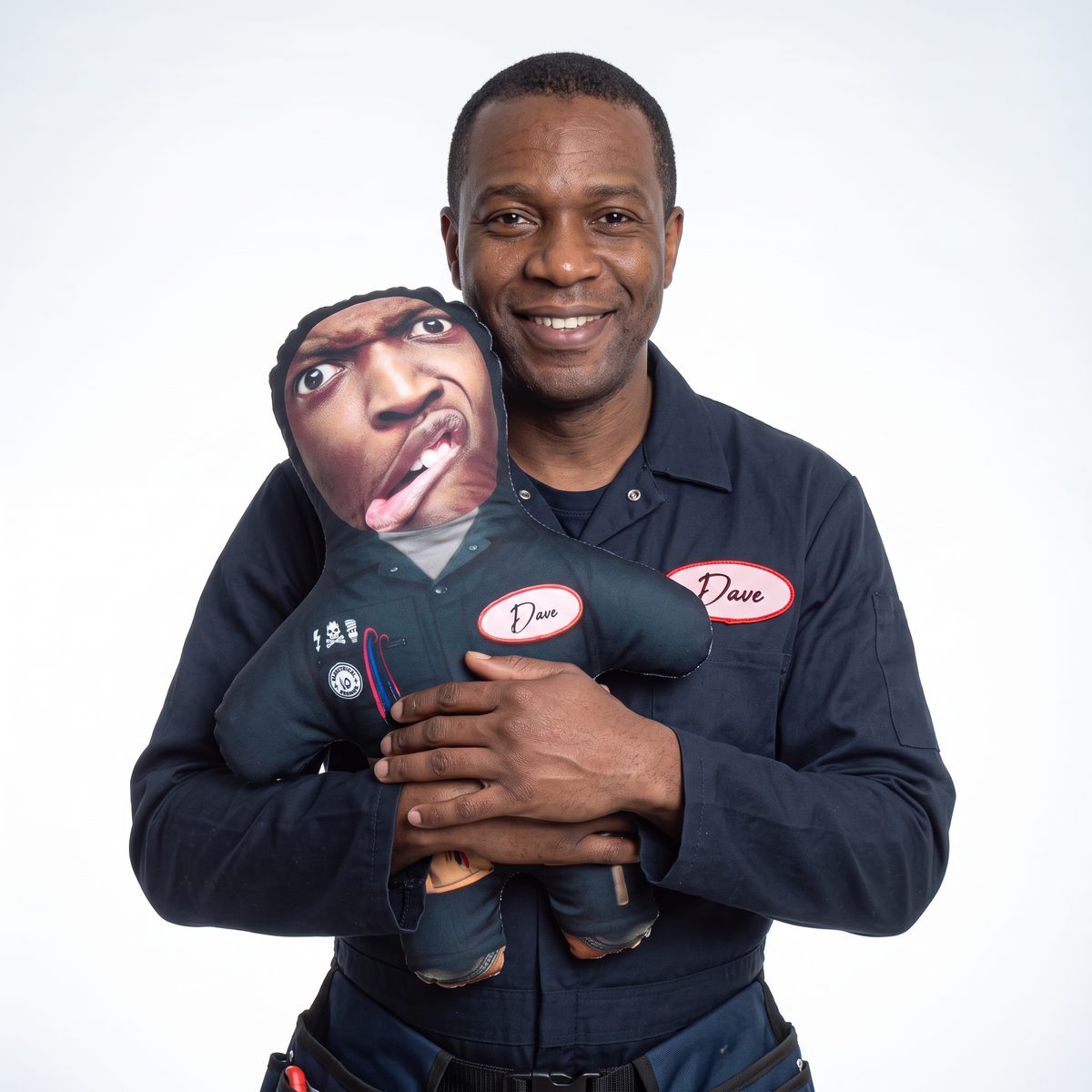 Electrician - medium 46cm Mini Me held by its owner