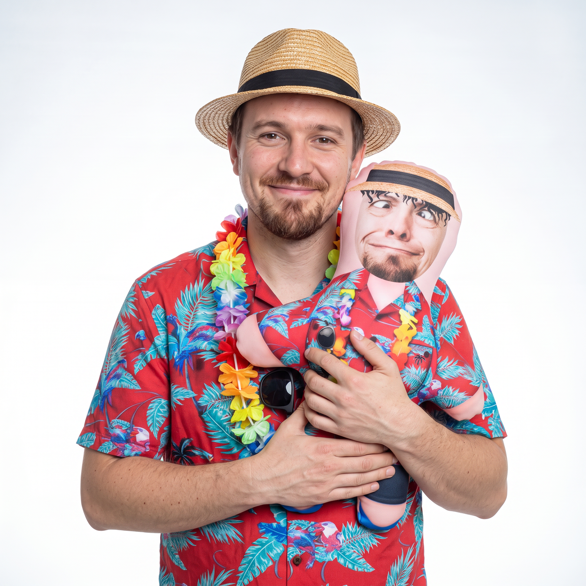 Hawaiian Shirt - 2 Variations - medium 46cm Mini Me held by its owner