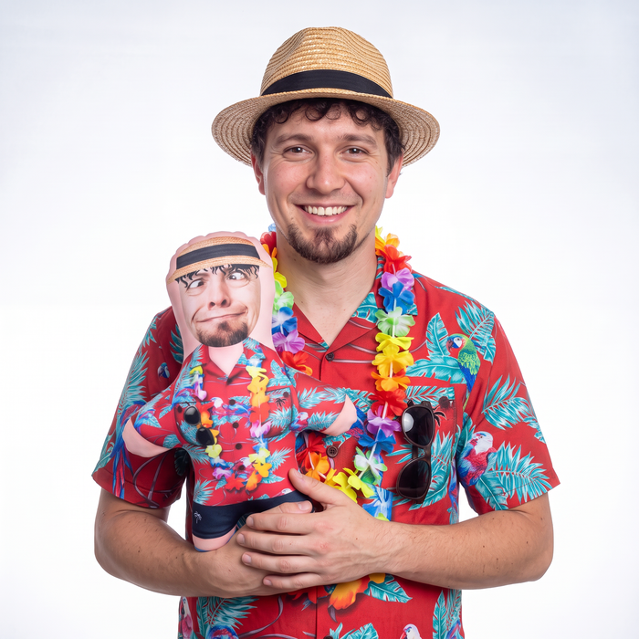 Hawaiian Shirt - 2 Variations - small 26cm Mini Me held by its owner