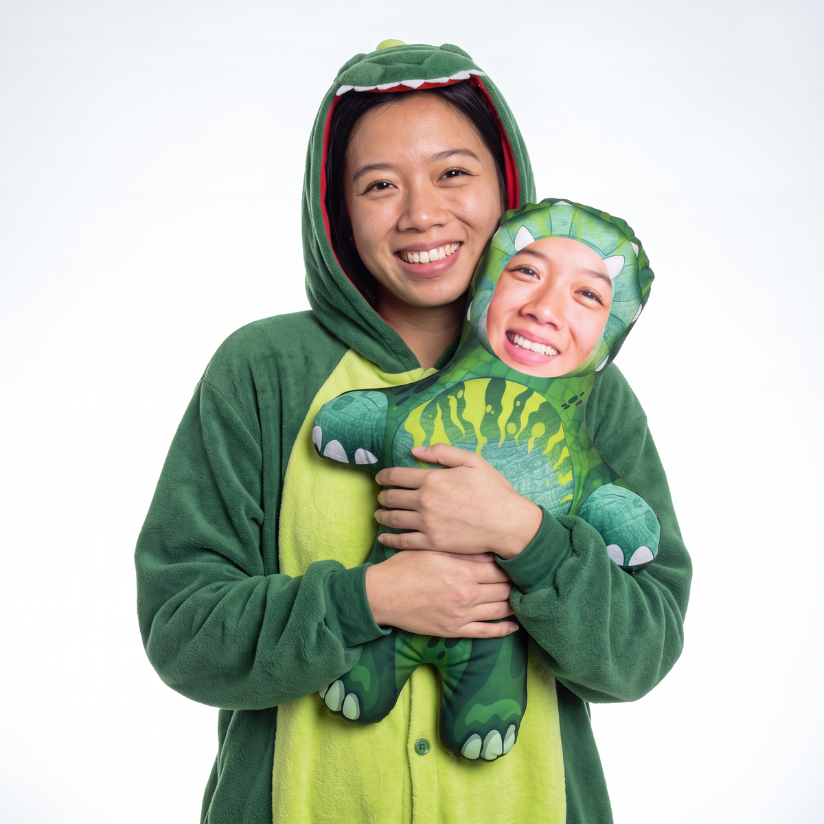 Dinosaur - medium 46cm Mini Me held by its owner