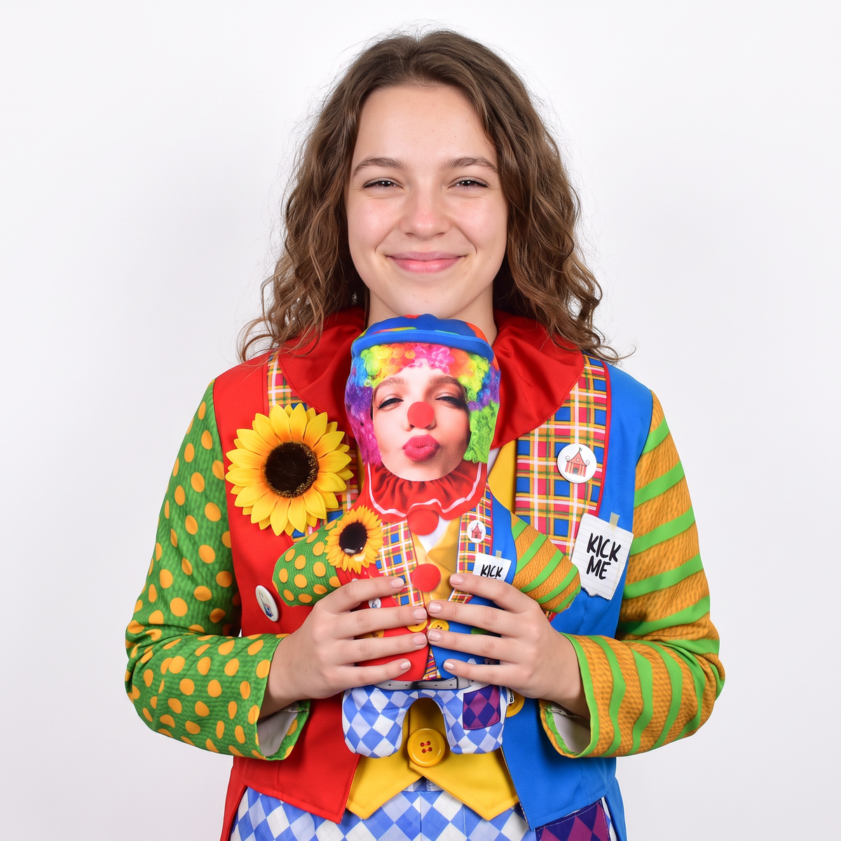 Cute Clown - small 26cm Mini Me held by its owner