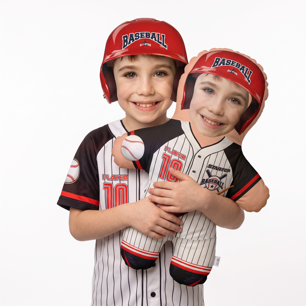 Baseball Player - large 80cm Mini Me held by its owner