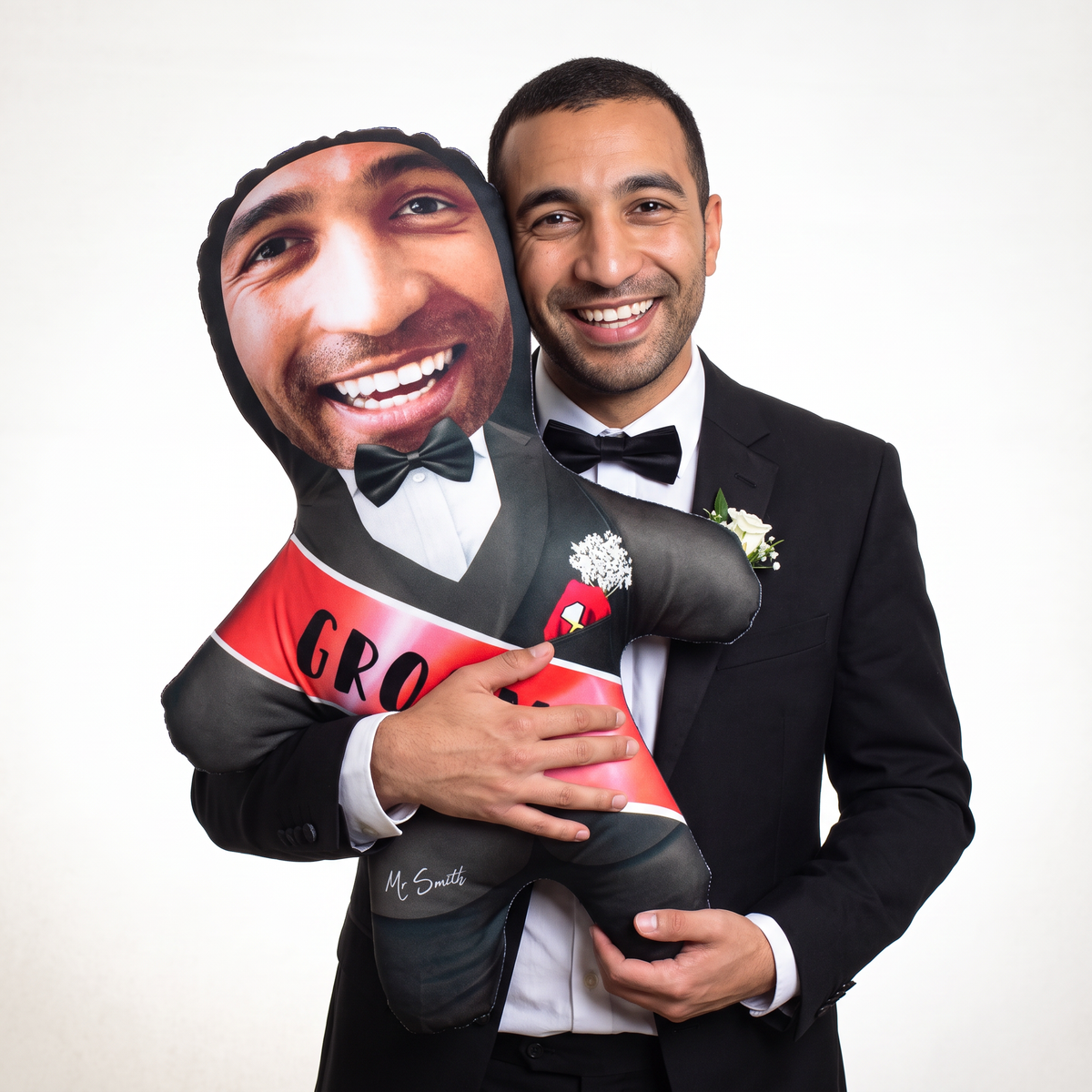 Groom - large 80cm Mini Me held by its owner