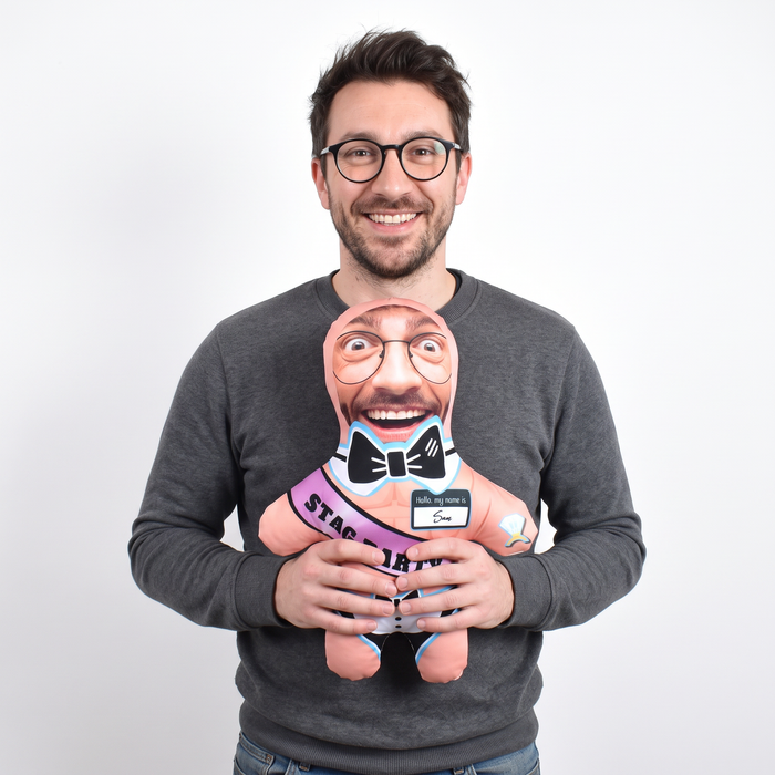 Stag Party Butler - Pick Your Skin Colour - small 26cm Mini Me held by its owner