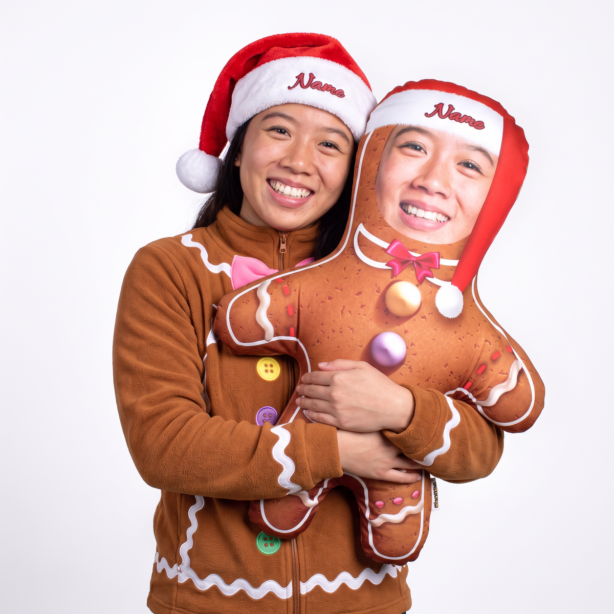 Gingerbread Woman - large 80cm Mini Me held by its owner