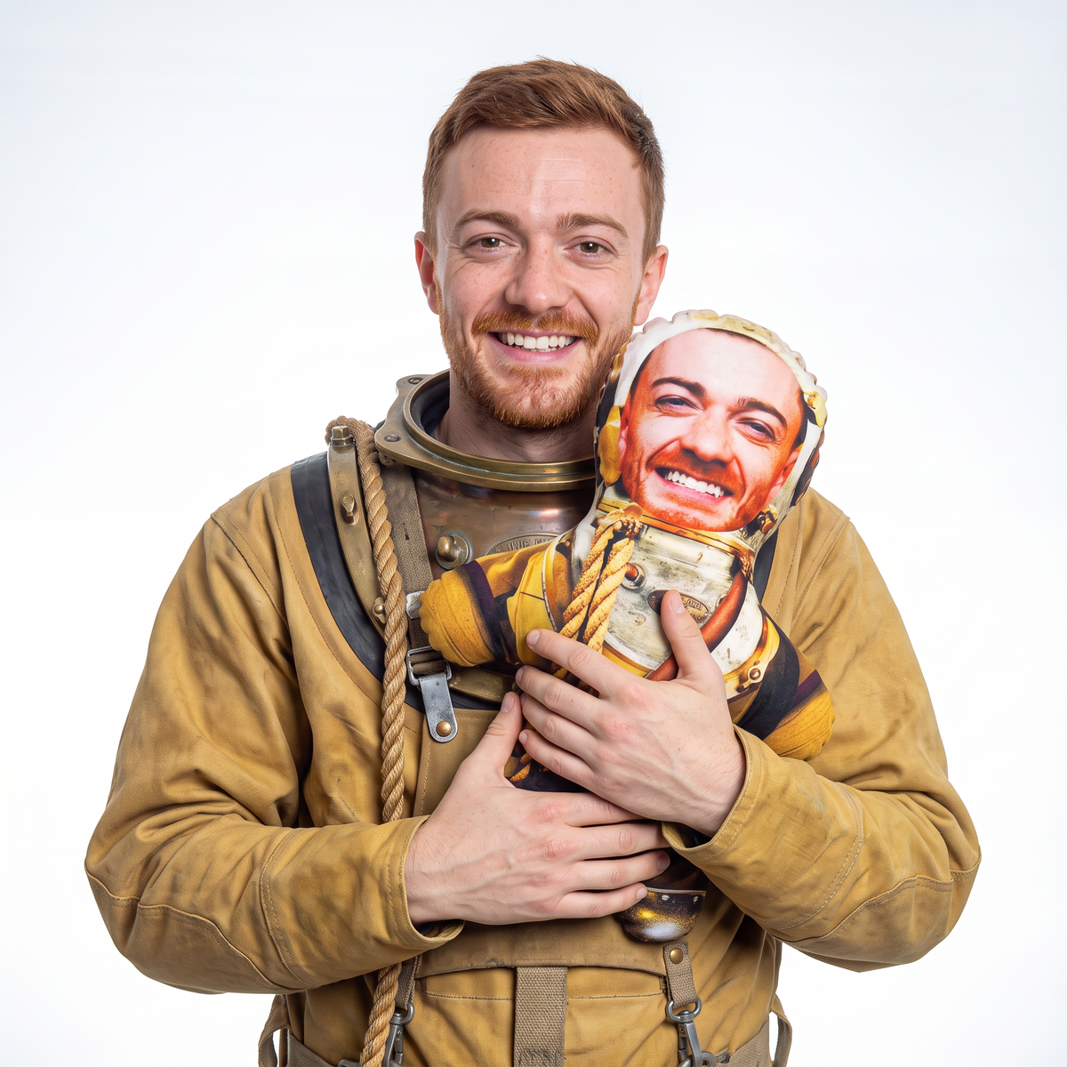 Diver - medium 46cm Mini Me held by its owner