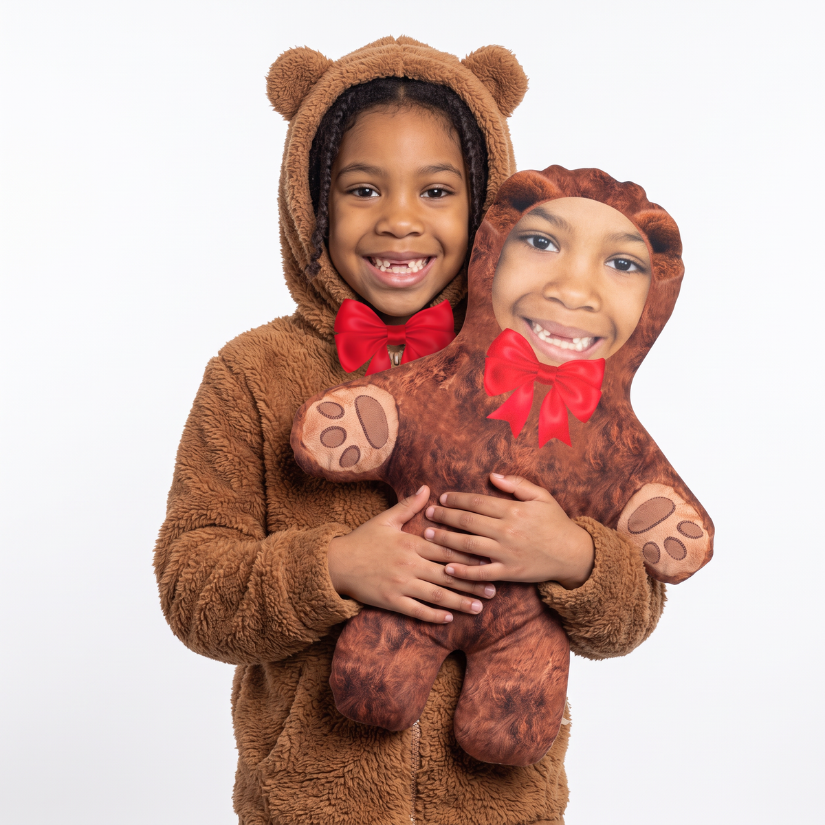Fluffy Teddy Bear - large 80cm Mini Me held by its owner