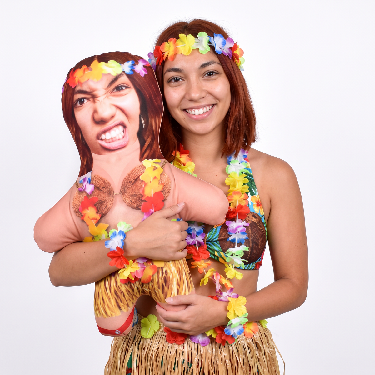 Hawaiian Hula Girl - Choose Your Hair - 5 Variants - large 80cm Mini Me held by its owner