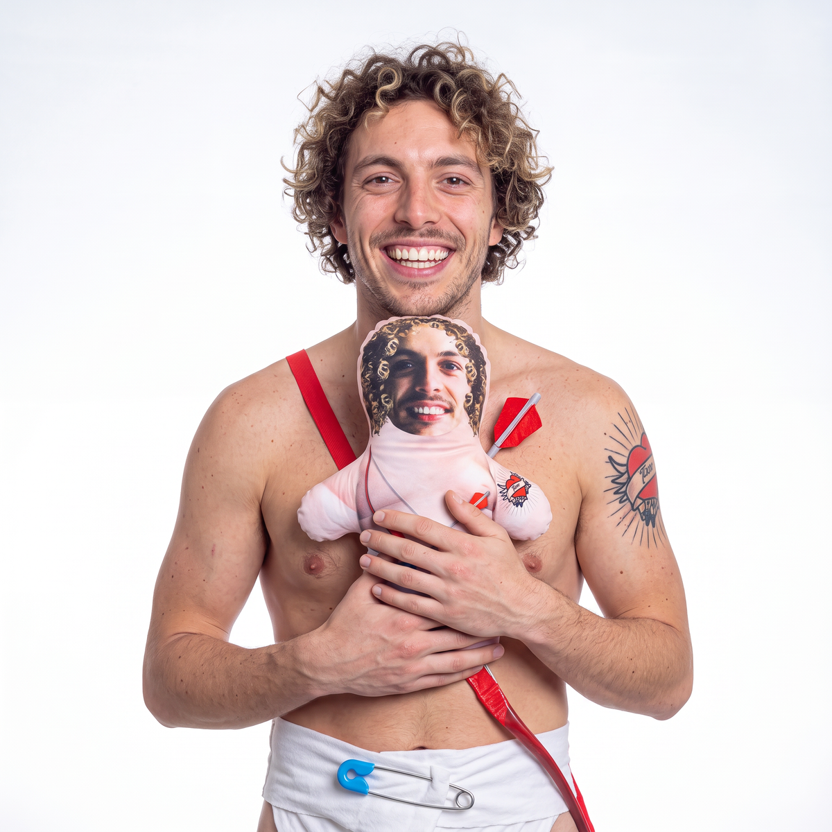 Cupid - small 26cm Mini Me held by its owner