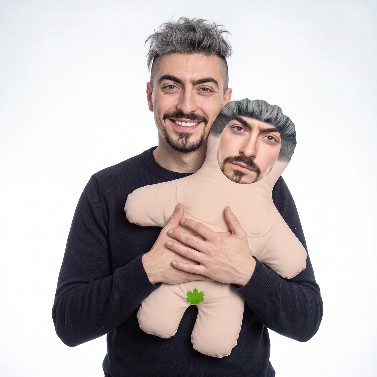Naked Hunk Doll - medium 46cm Mini Me held by its owner