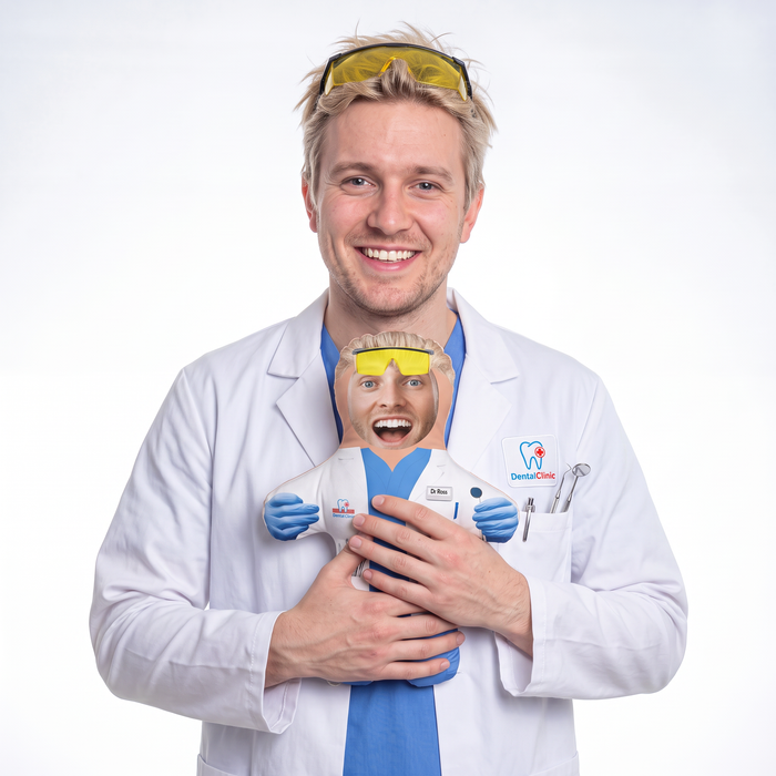 Dentist - small 26cm Mini Me held by its owner