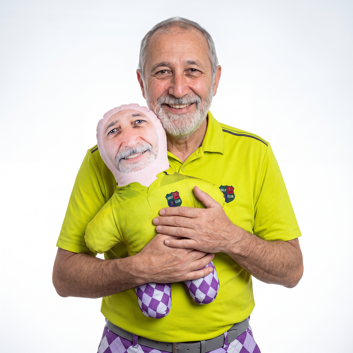 Golfer - medium 46cm Mini Me held by its owner