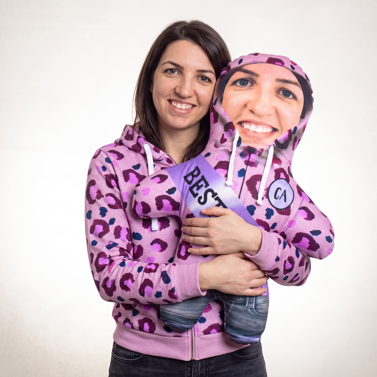 Best Mum Animal Print Hoodie - large 80cm Mini Me held by its owner