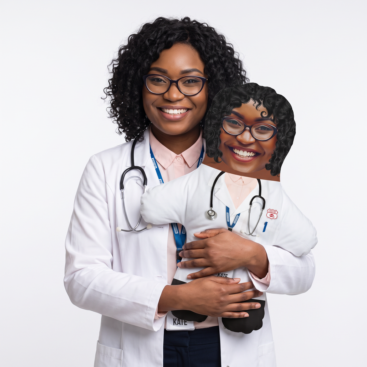 Female Doctor - medium 46cm Mini Me held by its owner