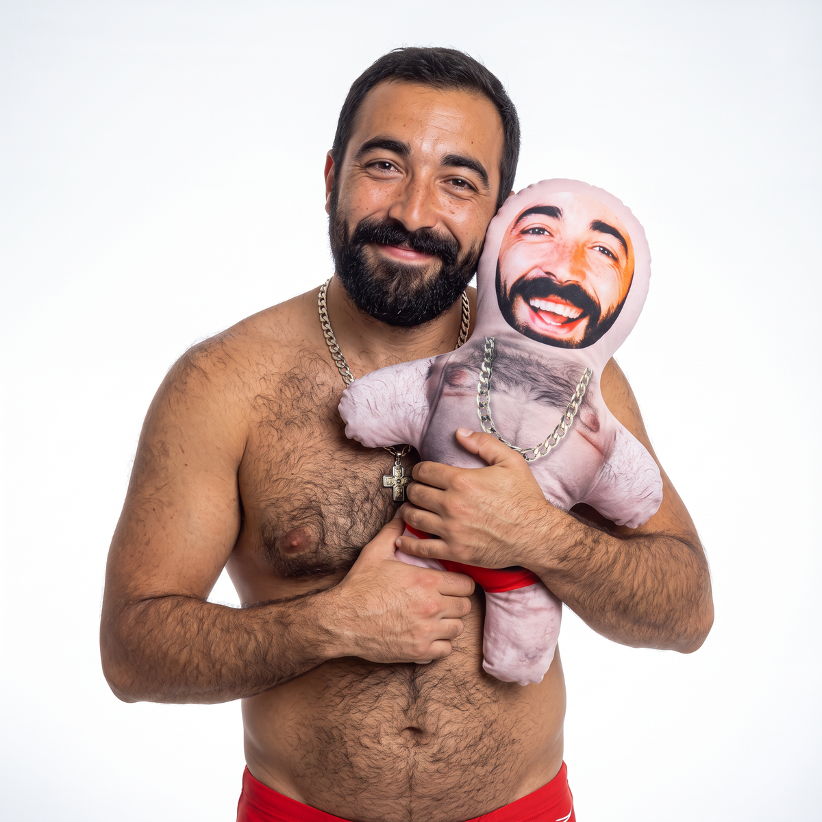 Beer Belly - medium 46cm Mini Me held by its owner