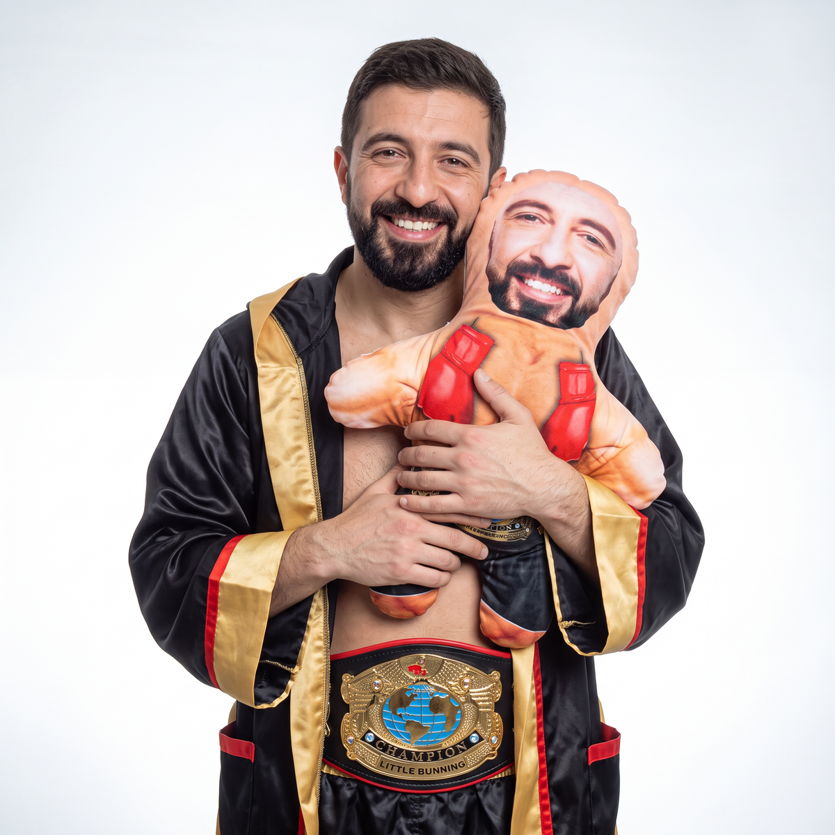 Boxer - medium 46cm Mini Me held by its owner
