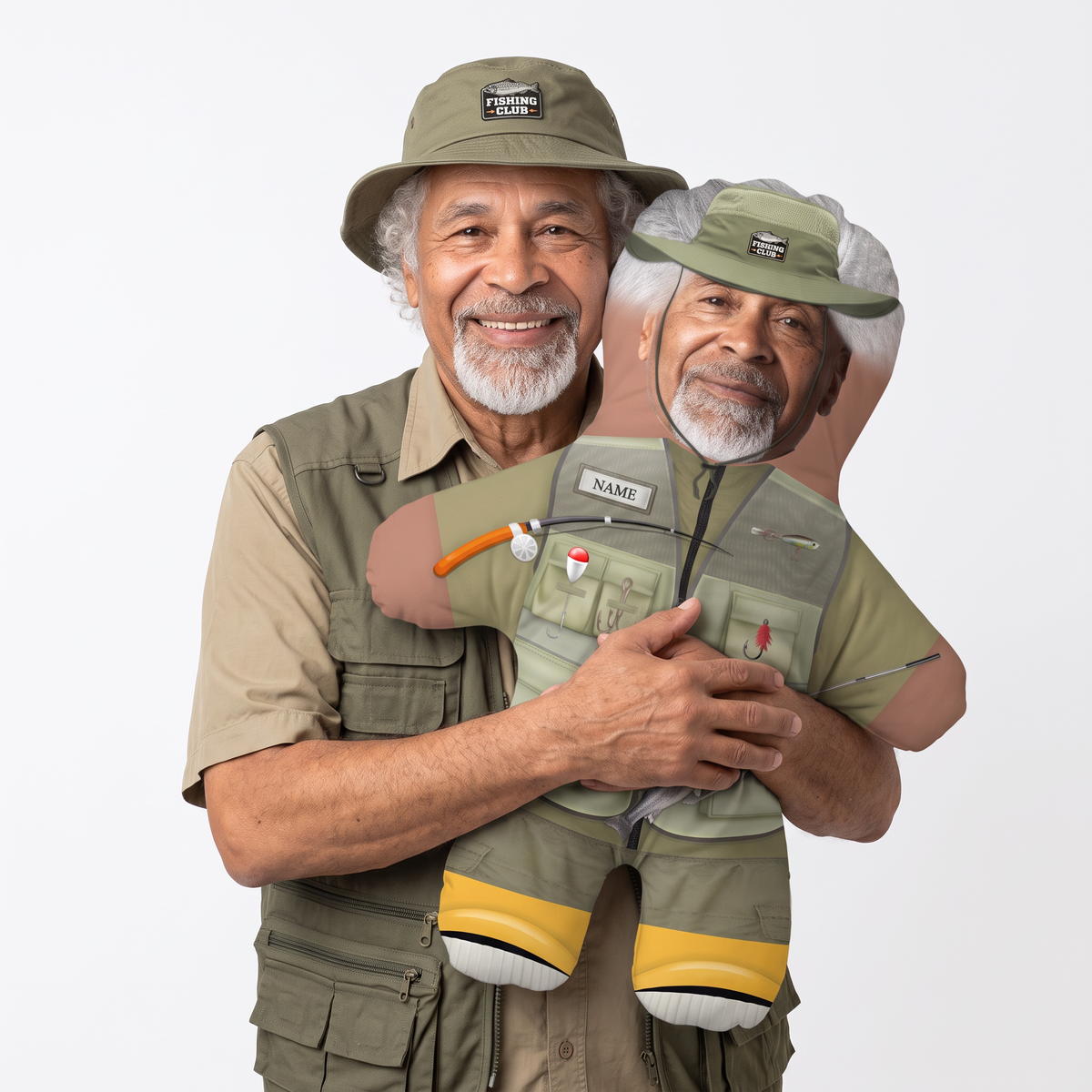 Fishing - Fisherman - Fisherwomen - large 80cm Mini Me held by its owner