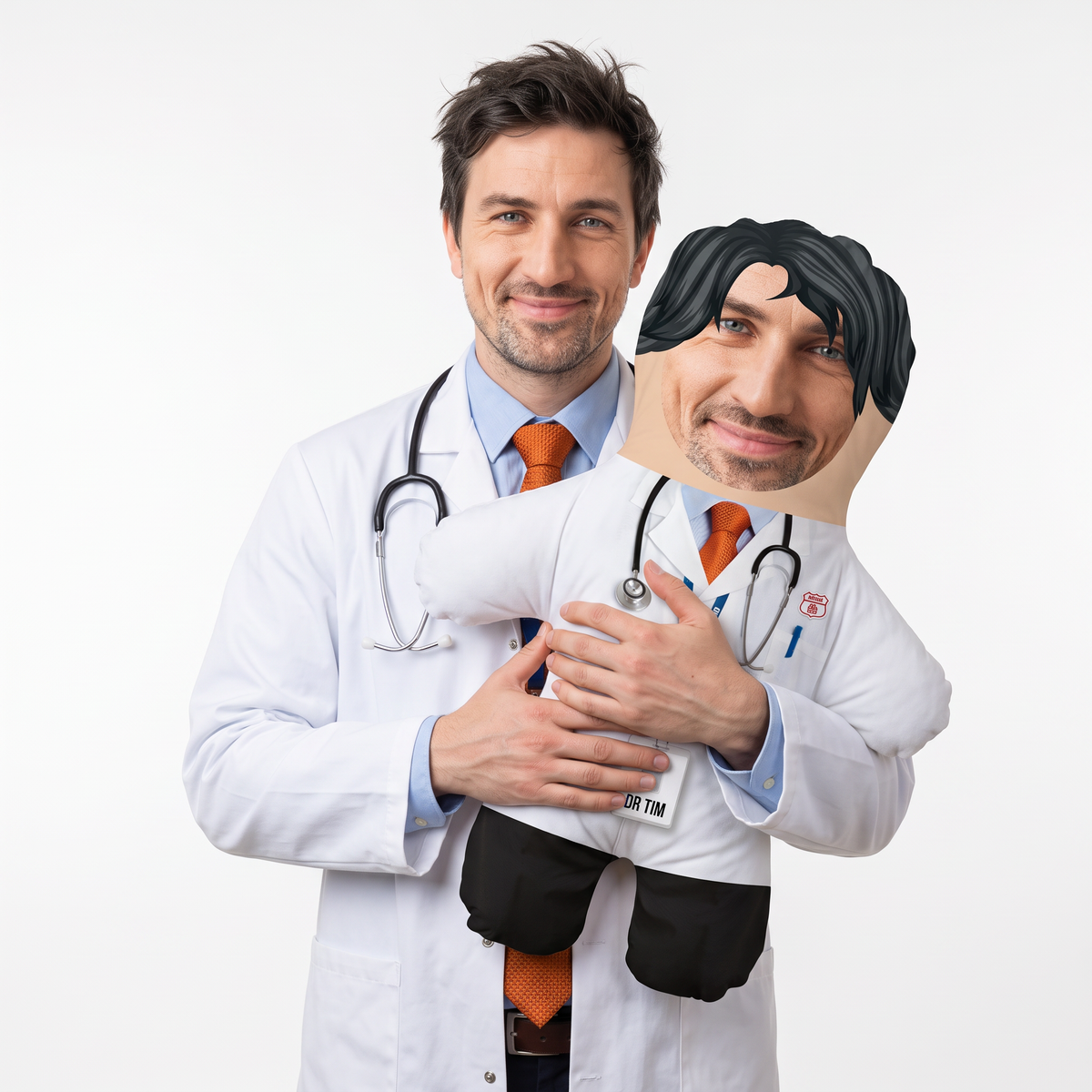 Doctor - large 80cm Mini Me held by its owner
