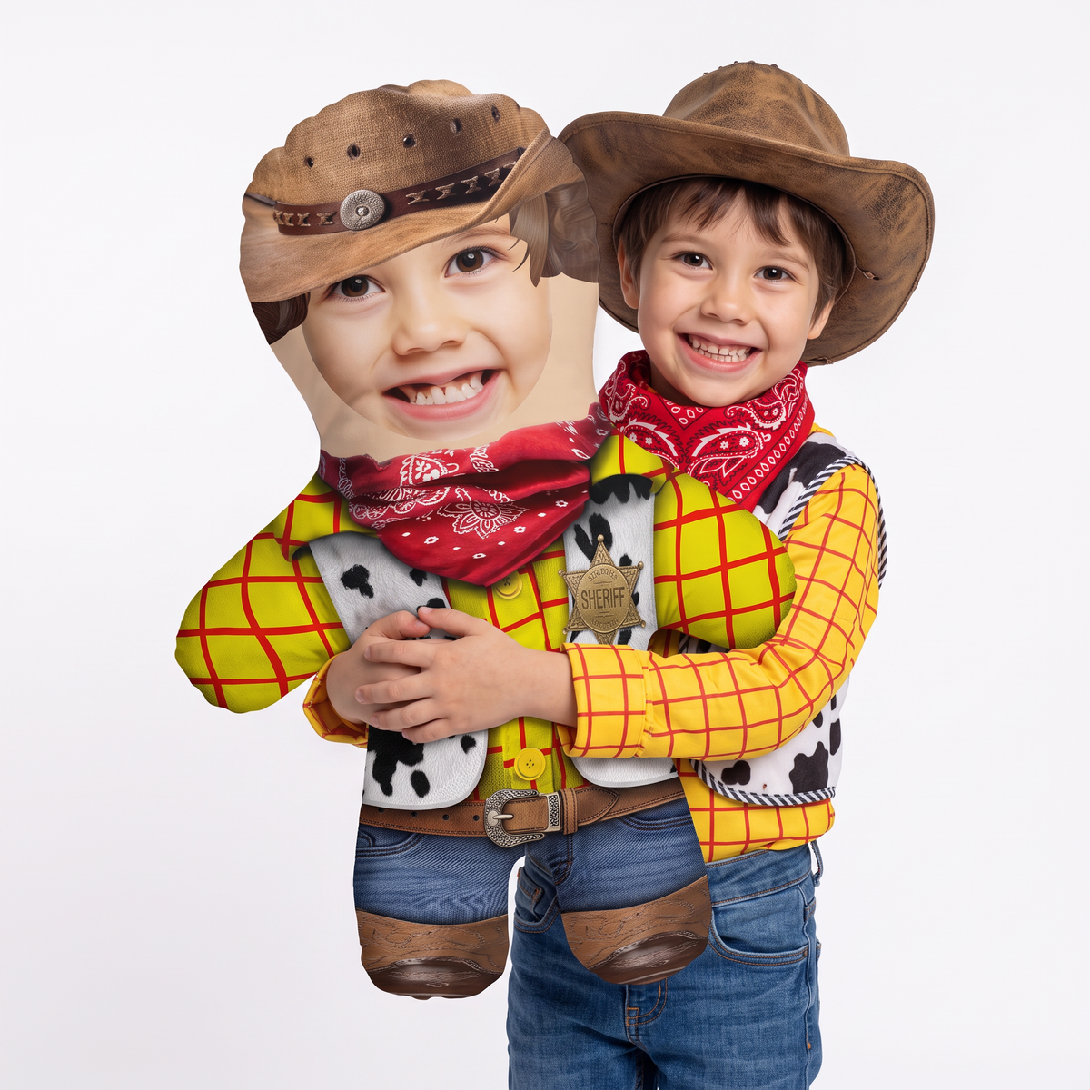 Cowboy - large 80cm Mini Me held by its owner