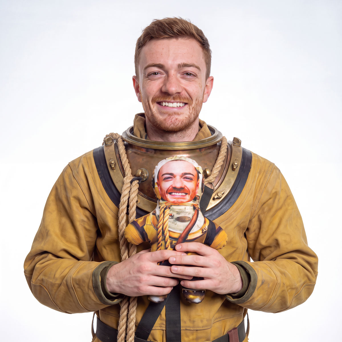Diver - small 26cm Mini Me held by its owner