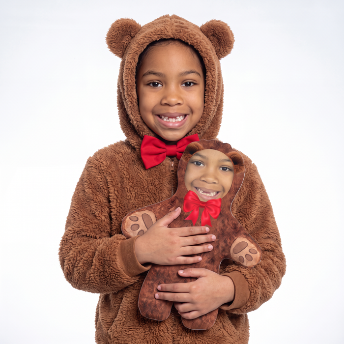 Fluffy Teddy Bear - small 26cm Mini Me held by its owner