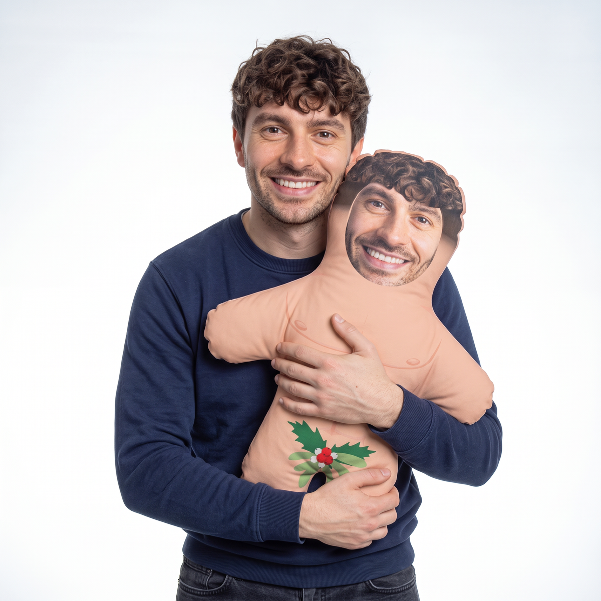 Naked Mistletoe - medium 46cm Mini Me held by its owner