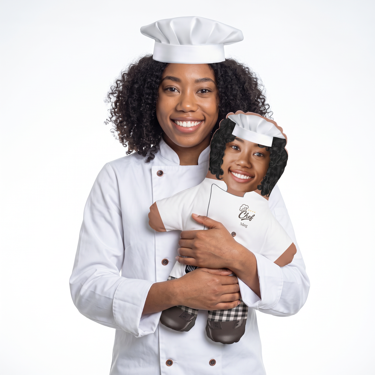 Chef - medium 46cm Mini Me held by its owner