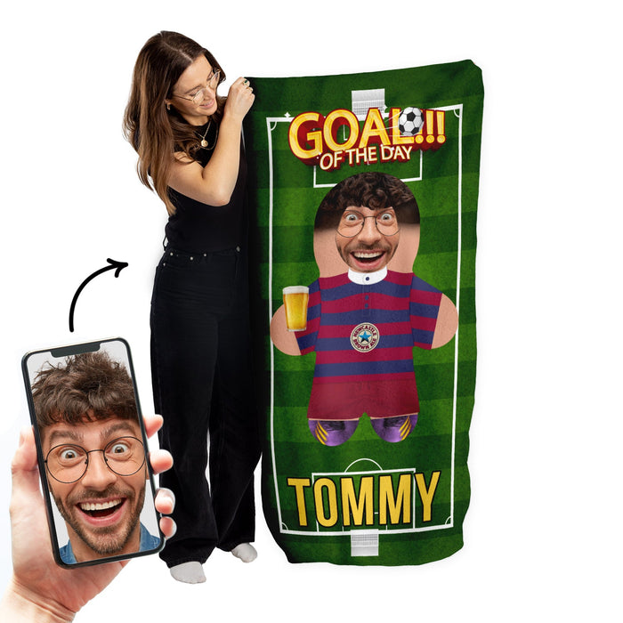 Create Your Own Footballer Mini Me™ - Personalised Lightweight, Microfibre Beach Towel - 150cm x 75cm