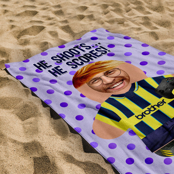 Create Your Own Footballer Mini Me™ - Personalised Lightweight, Microfibre Beach Towel - 150cm x 75cm