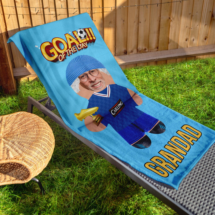 Create Your Own Footballer Mini Me™ - Personalised Lightweight, Microfibre Beach Towel - 150cm x 75cm