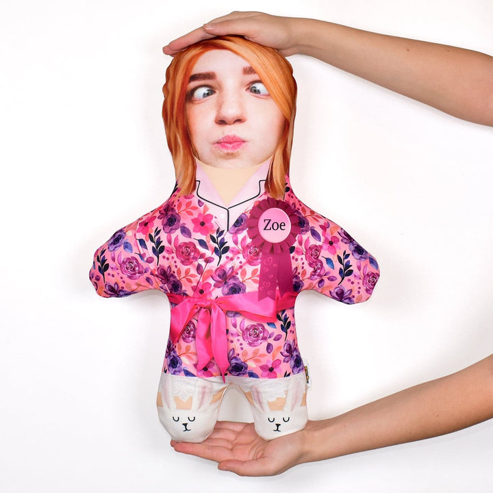 Floral Dressing Gown - Custom Skin Tone and Hair - Personalised Mini Me Doll