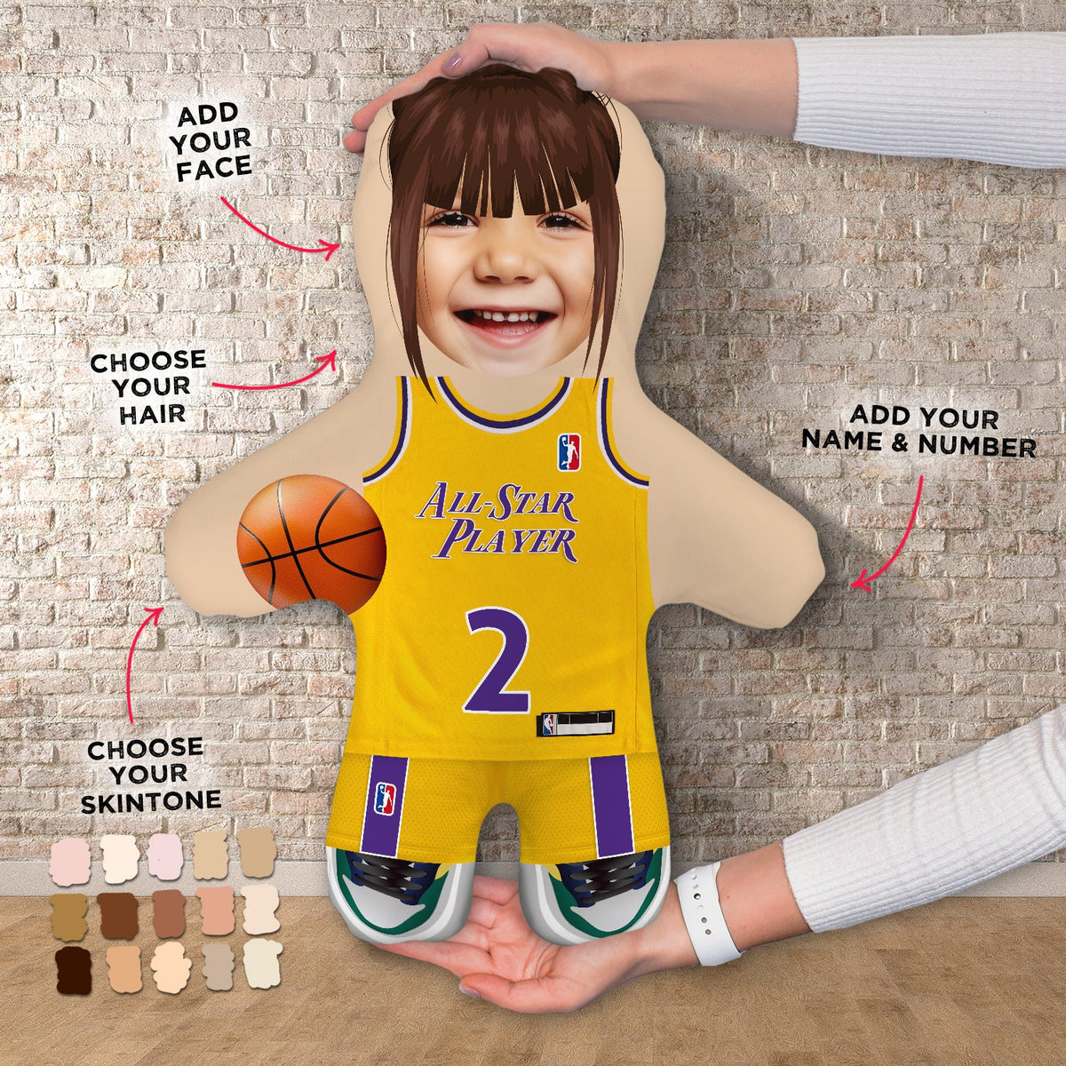 Basketball Player - Custom - Name and Number Shirt - Personalised Mini Me Doll