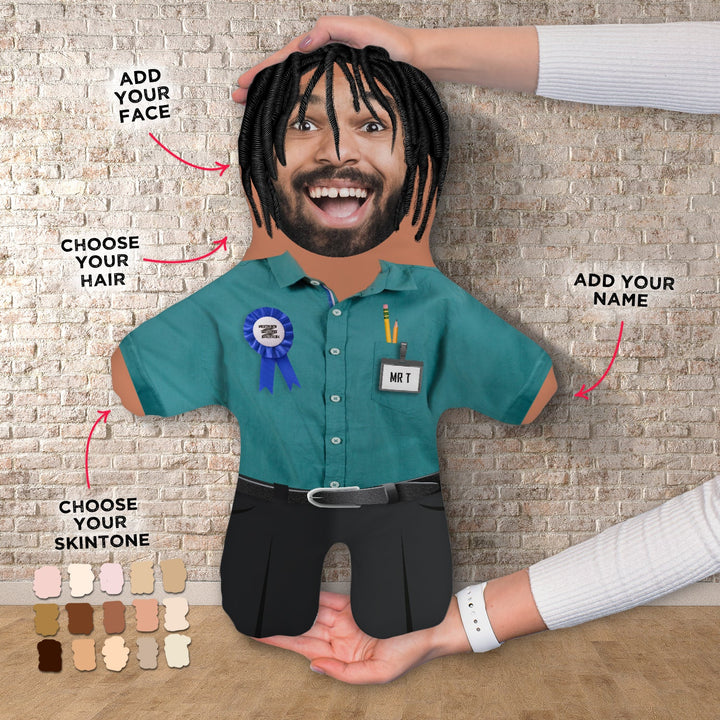 Worlds Best Teacher - Male - Custom - Personalised Mini Me Doll