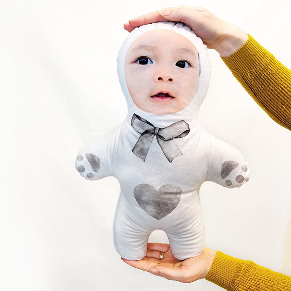 grey teddy neutral mini me doll